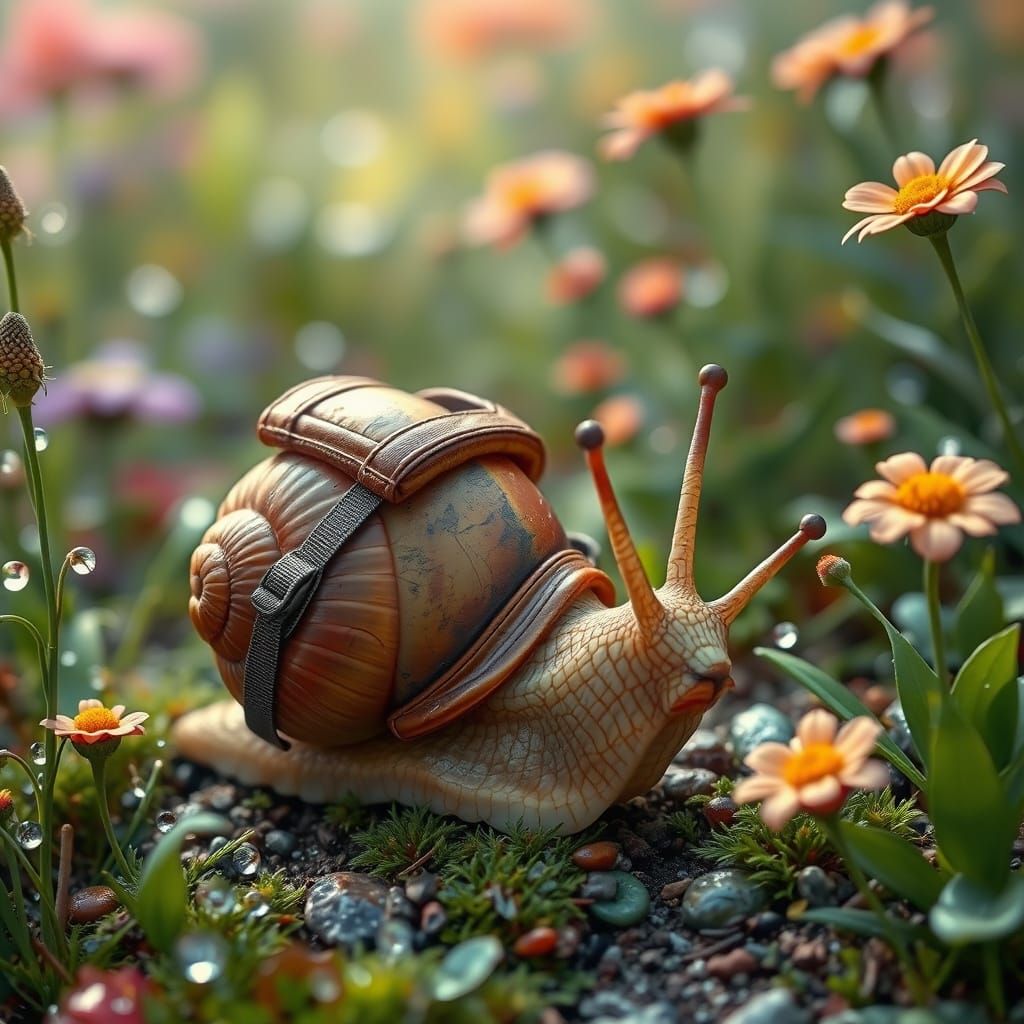 Snail Explorer in Art Nouveau Garden