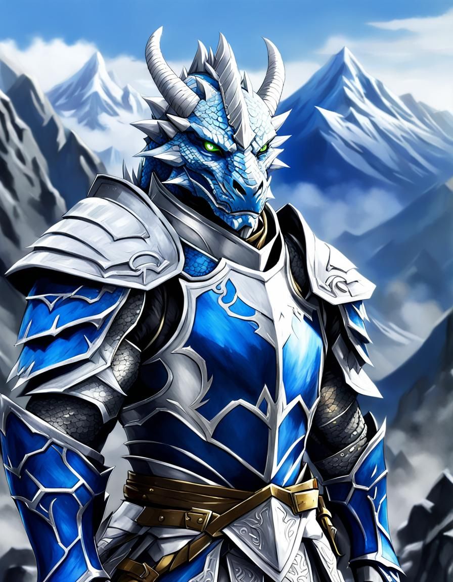 Dragonborn Paladin Portrait in Anime Style