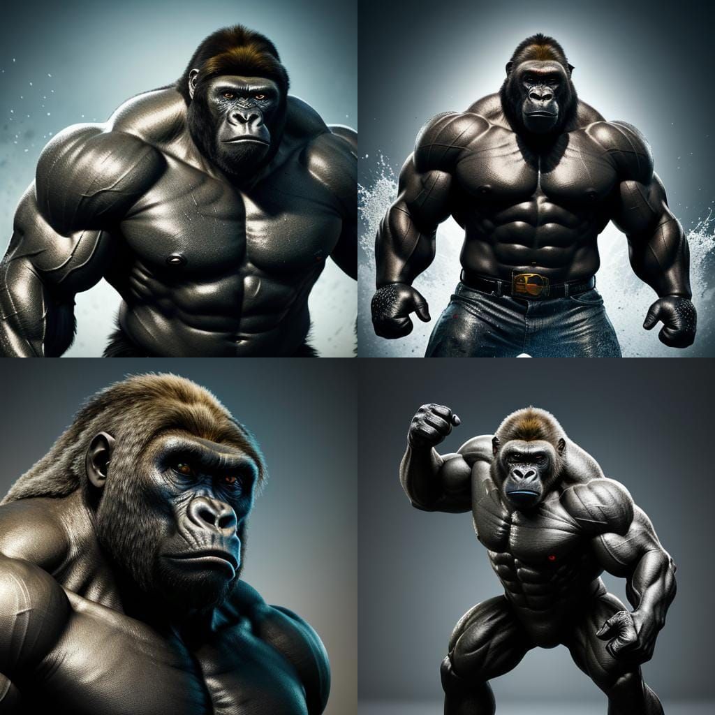 Cybernetic Silverback Gorilla: Ultra Realistic Metallic Musc...