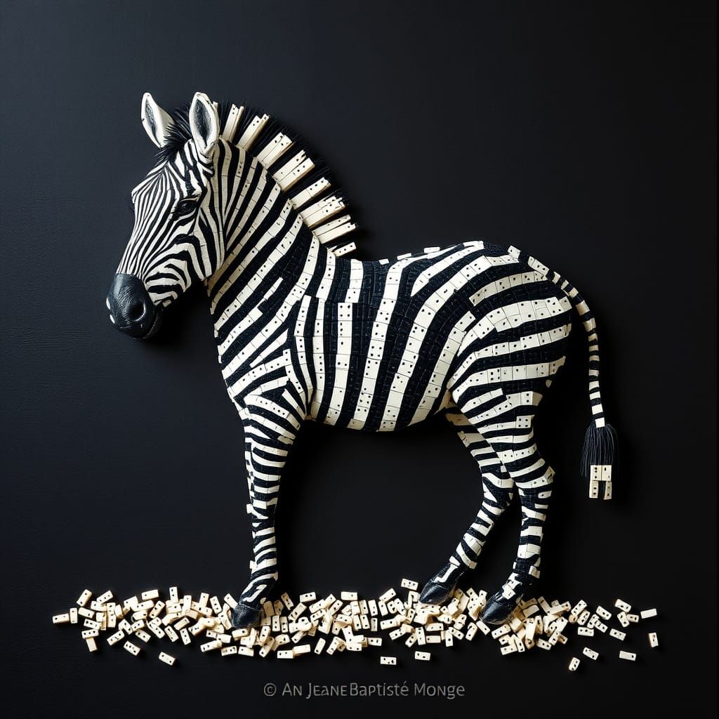 Domino Zebra in Storybook Art Style