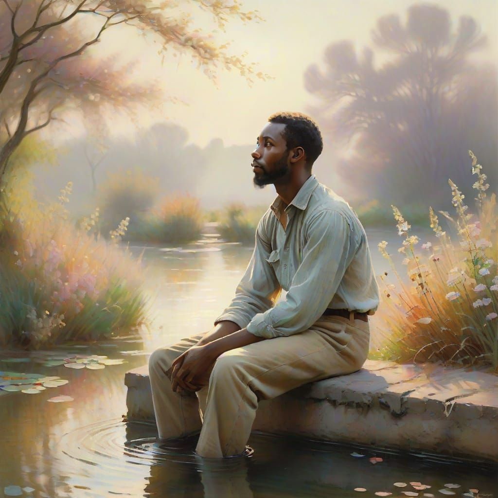 Hopeful Moment of Solace in a Serene Landscape