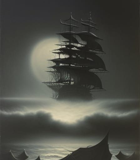 Dark Fantasy Pirate Spider Captain Galleon Ship