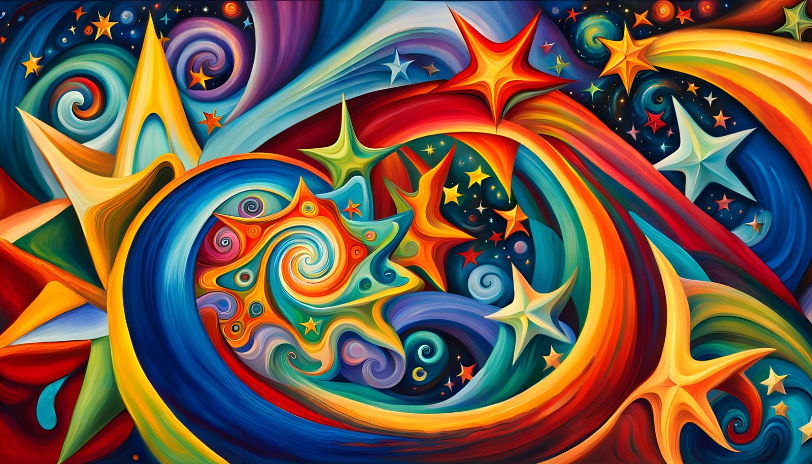 Celestial Vortex Dance in Iridescent Cosmos