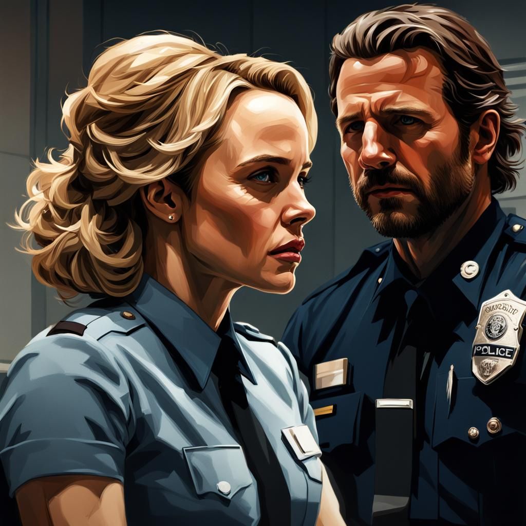 Dramatic Interrogation Scene in Hyperrealistic Style