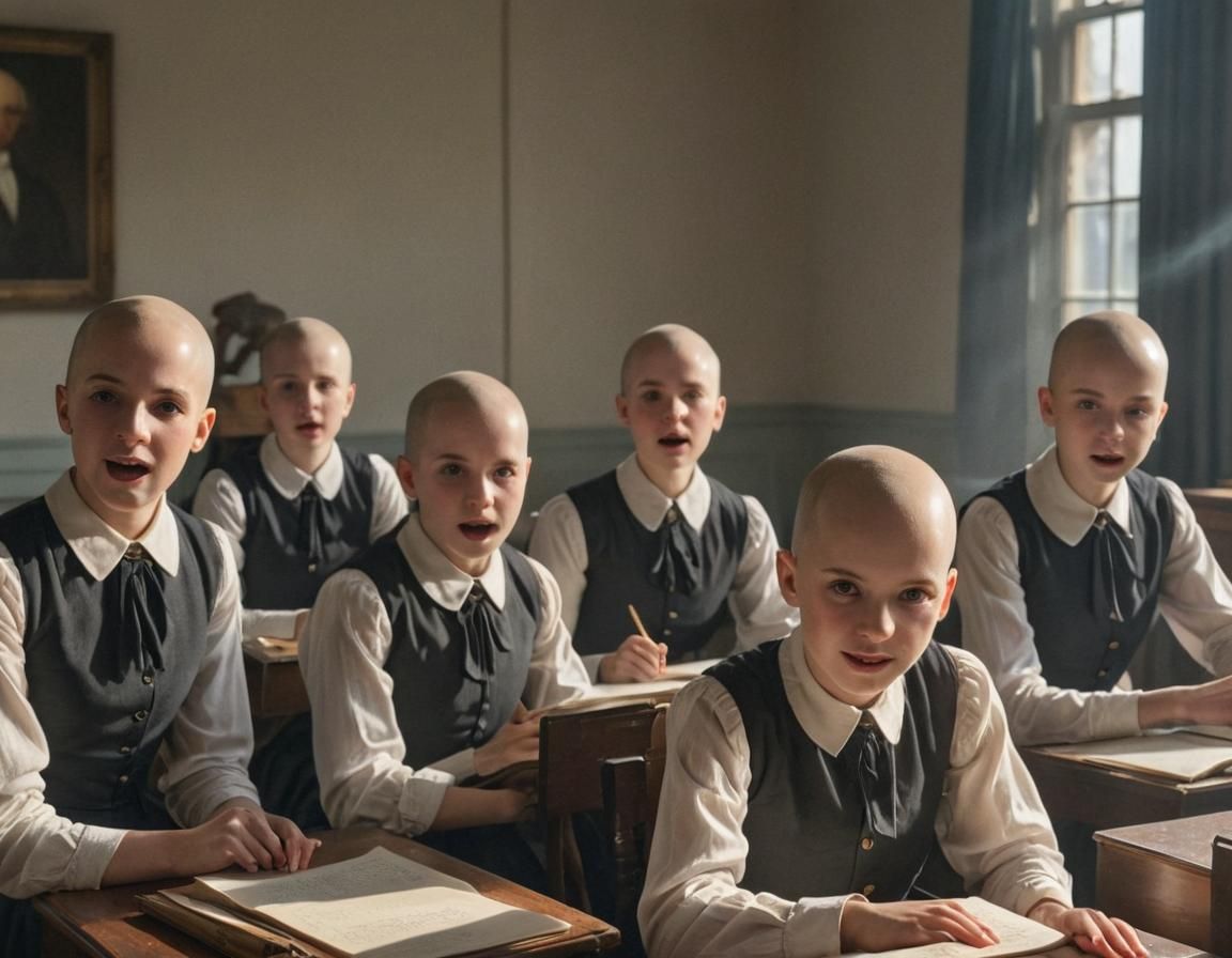 Excited Bald Schoolgirls in Sunlight, Magical Realism