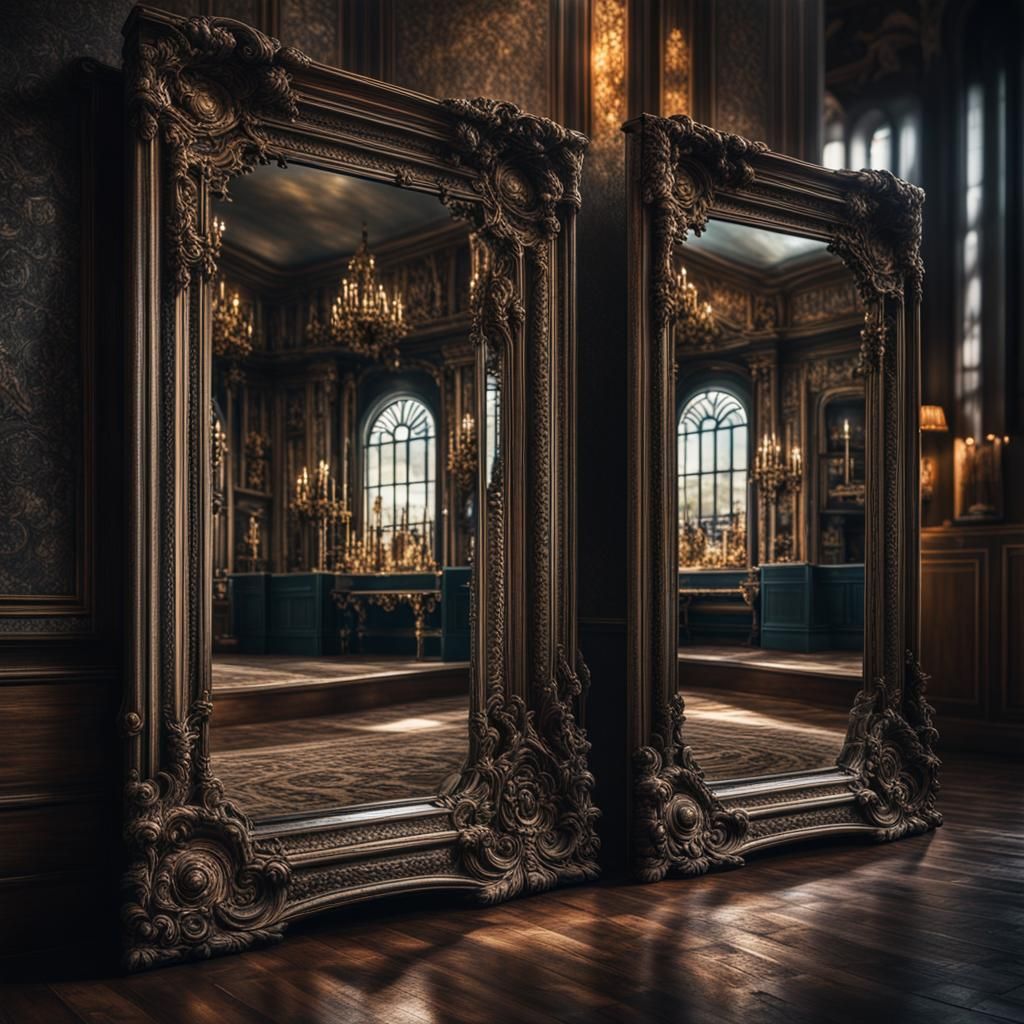 Hyperrealistic Duality Mirror with Intricate Details