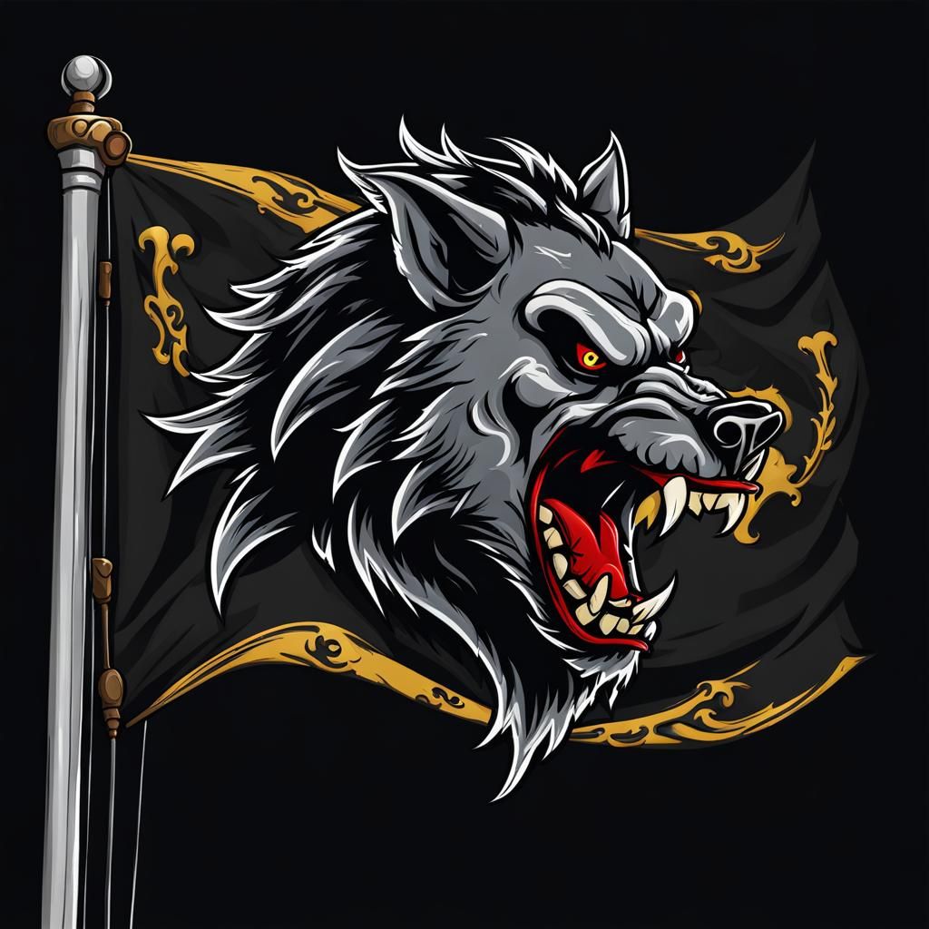 Werewolf Pirate Flag Illustration