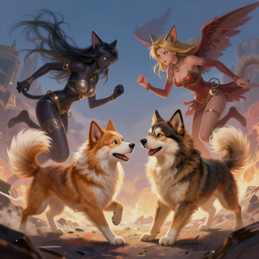 Epic Fantasy Battle: Dog Boys vs Cat Girls