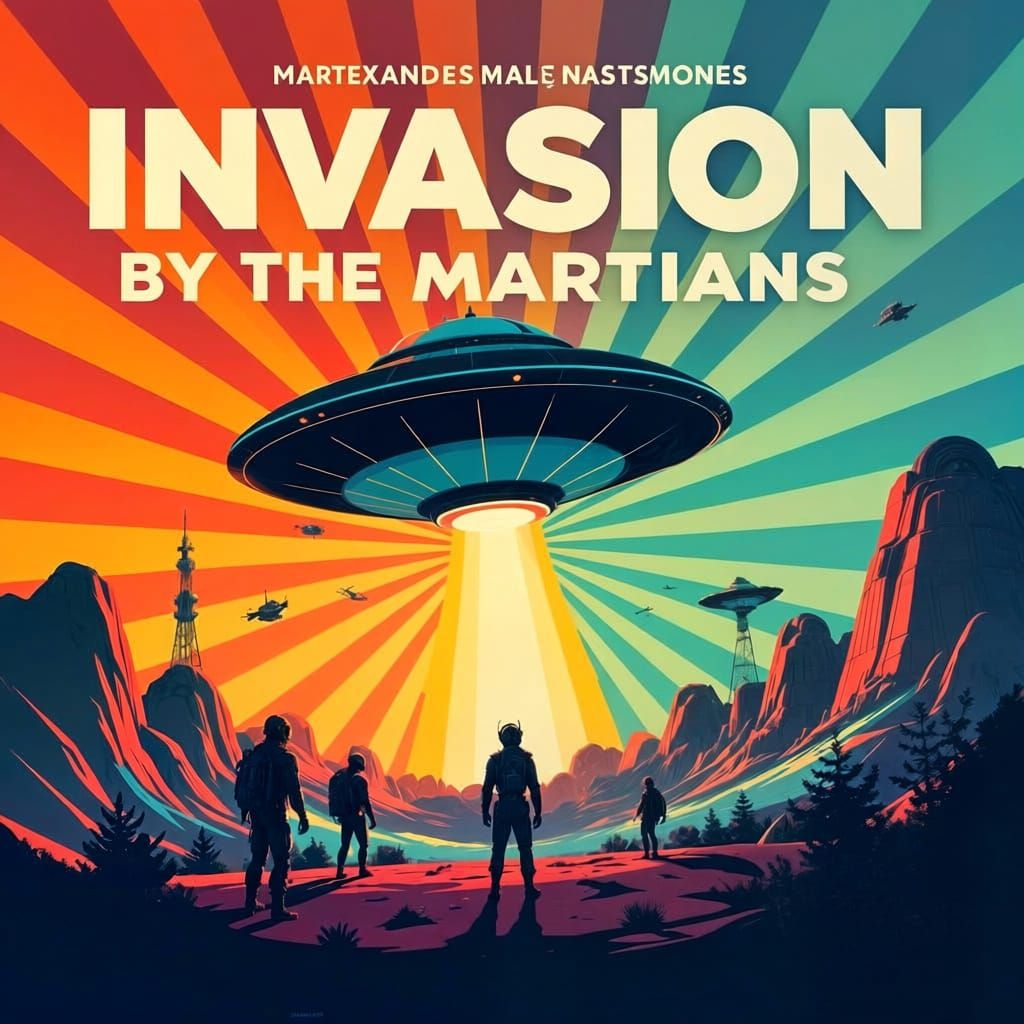 Martian Invasion Retro Sci-Fi Book Cover Art