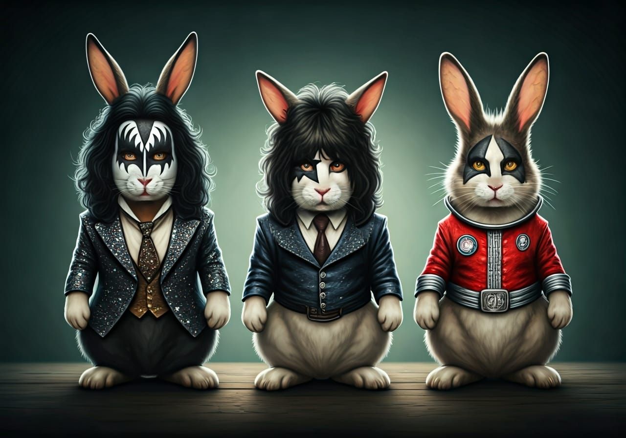 KISS Band Members Reimagined as Rabbits