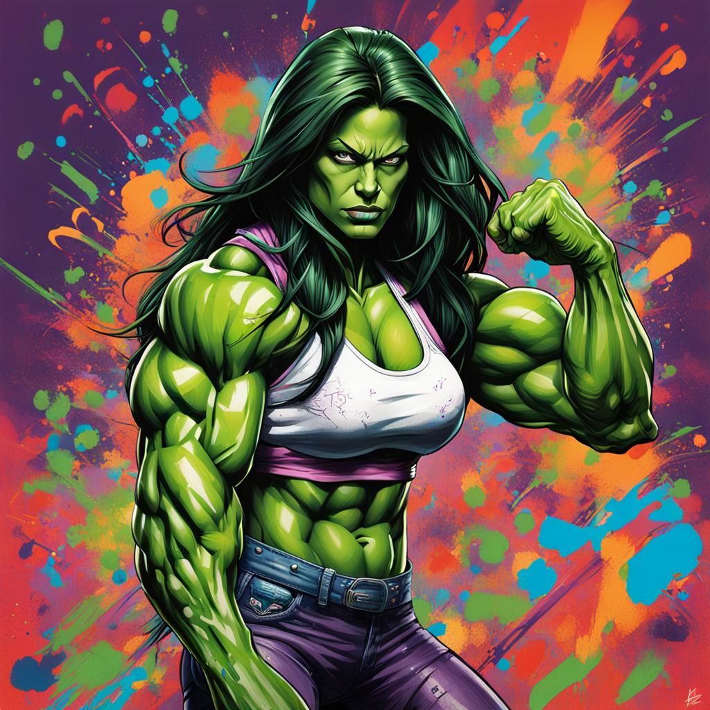 She-Hulk Flexing: Graffiti Art in Arena