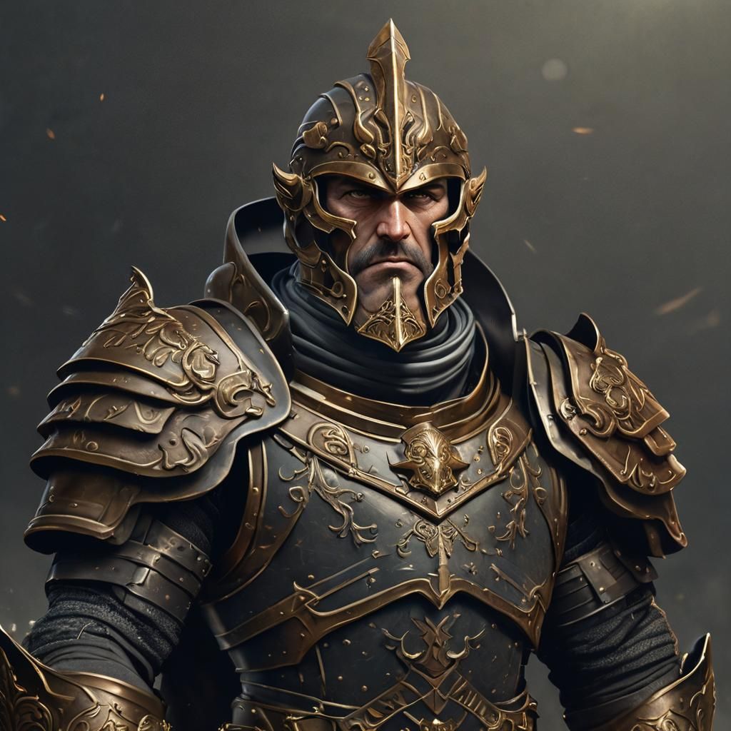 Guard Captain in Bronze Armor: Cartoon Concept Art