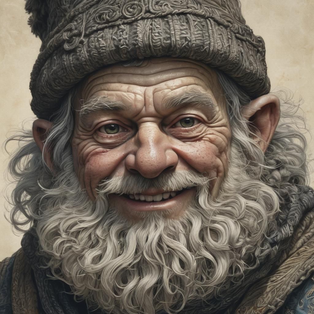 Gnome Cleric Portrait in Etching Style