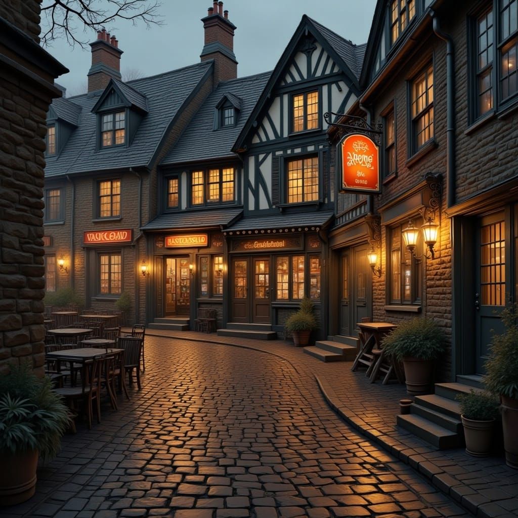 Gothic Pub Sign in Sketched Style