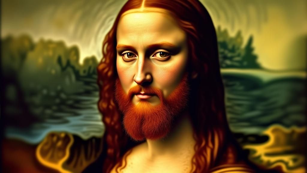 Hyperrealistic Ginger Man as Mona Lisa Portrait