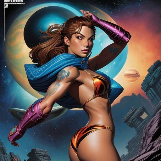 Miniature Bikini Model on Alien Planet, Comic Book Art