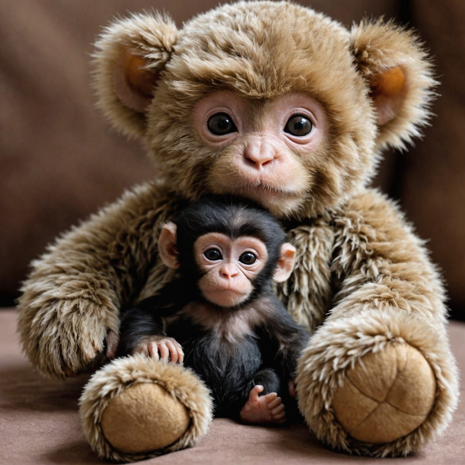 Baby Monkey Snuggles Giant Teddy Bear