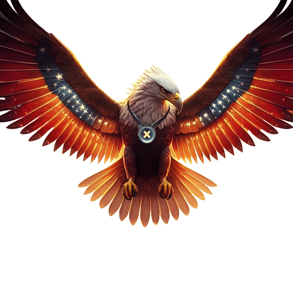 Patriotic Eagle with GEN X in Detailed Matte Painting