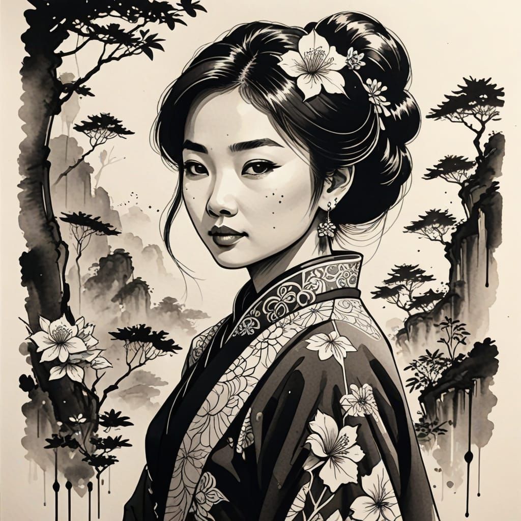 Anna in cartoon ink drawing