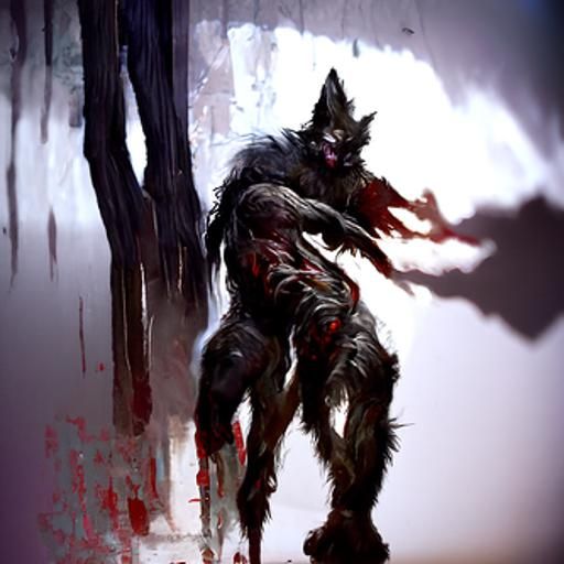 Sinister Werewolf Transformation Art