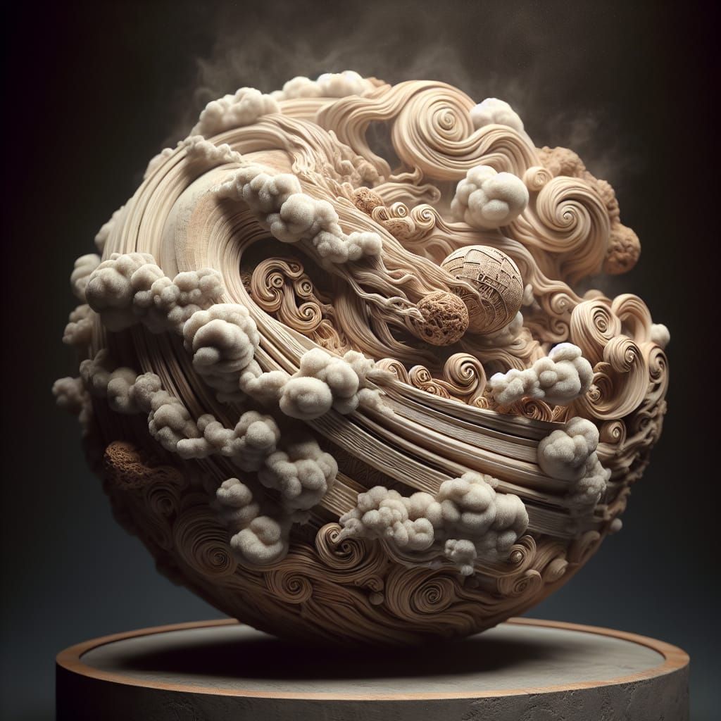 Antique Planet Sculpture Diorama in Earthy Style