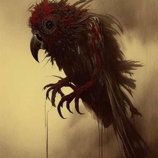Undead Zombie Parrot in Horror Style