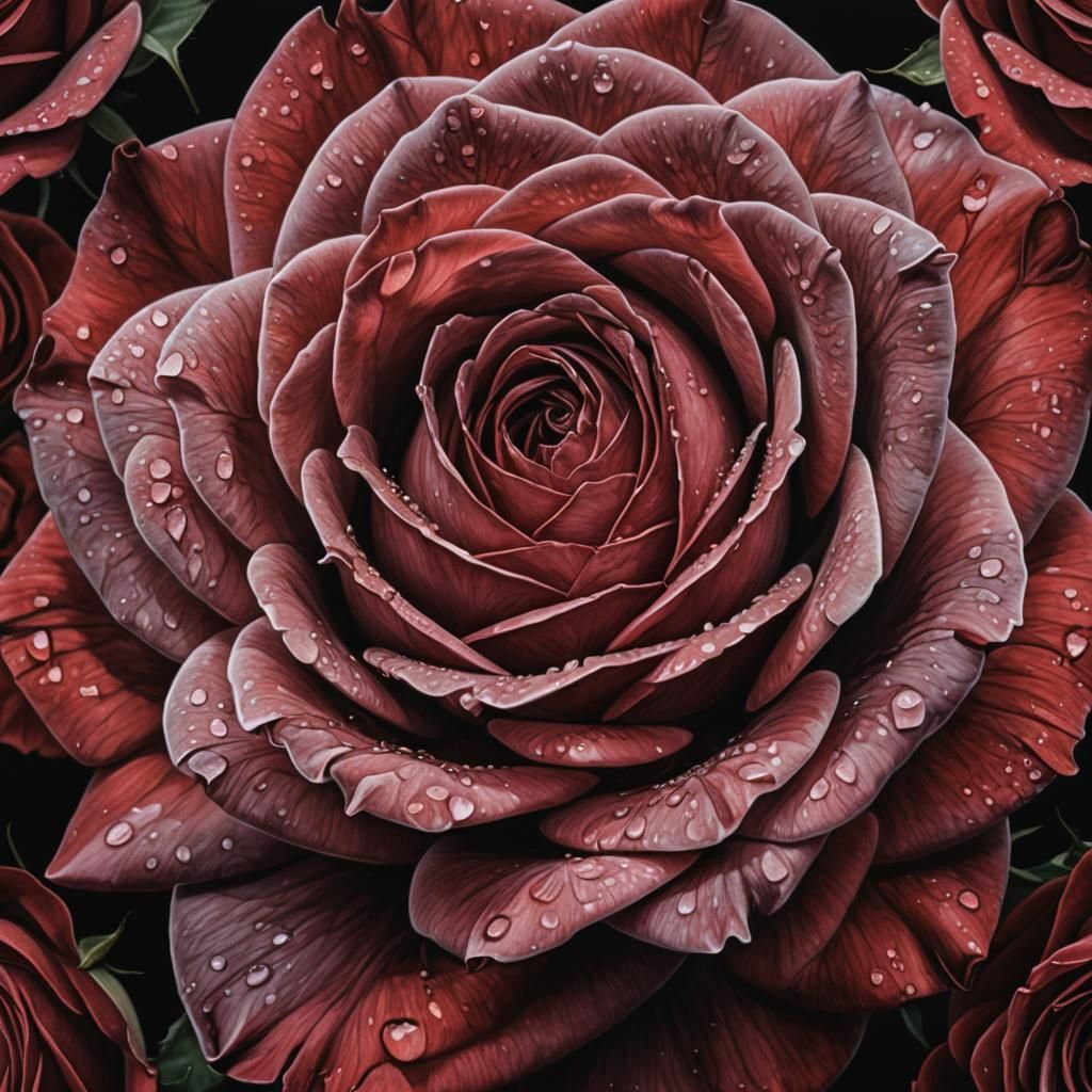 Hyperrealistic Portrait of a Dark Red Rose
