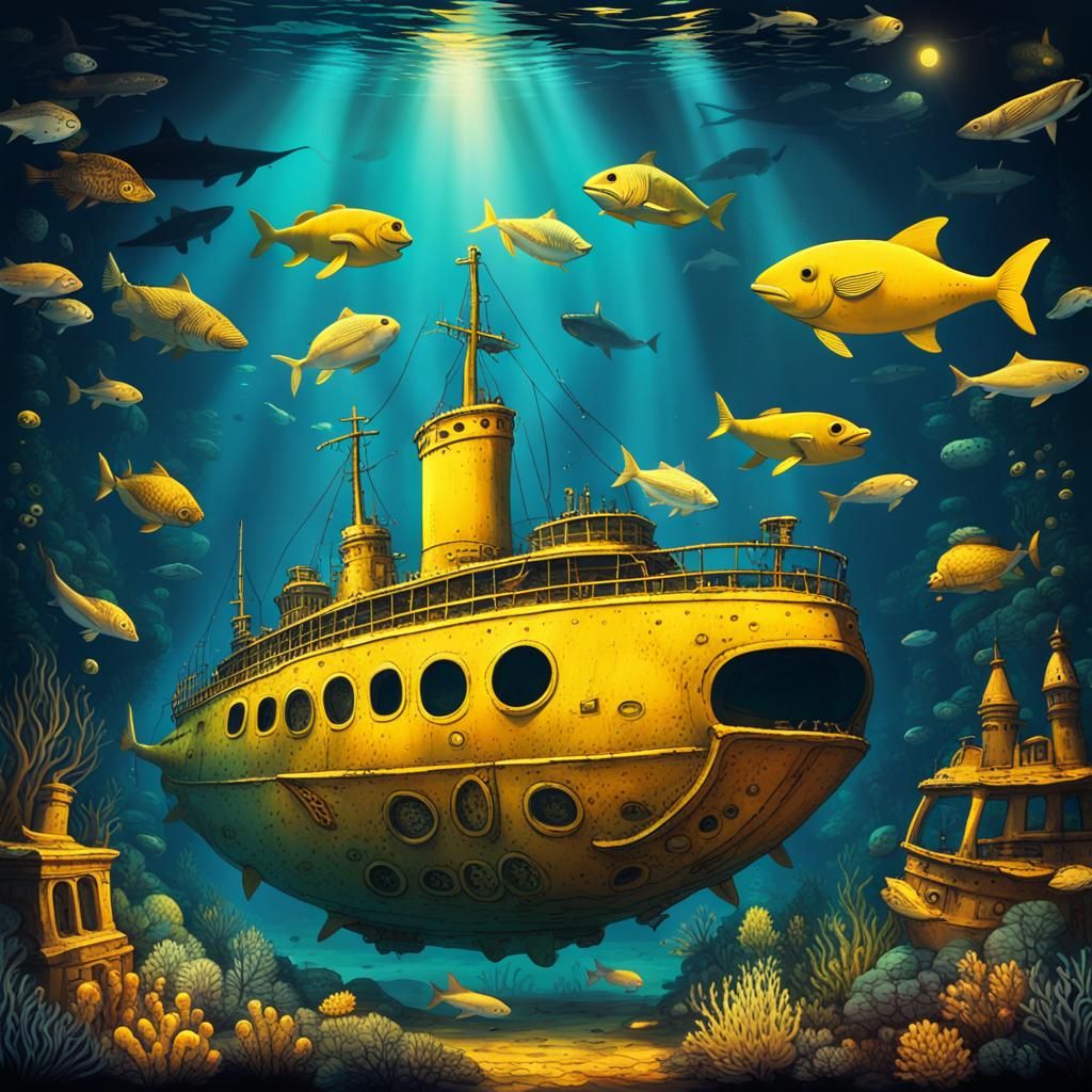 Yellow Submarine Exploring Sunken City