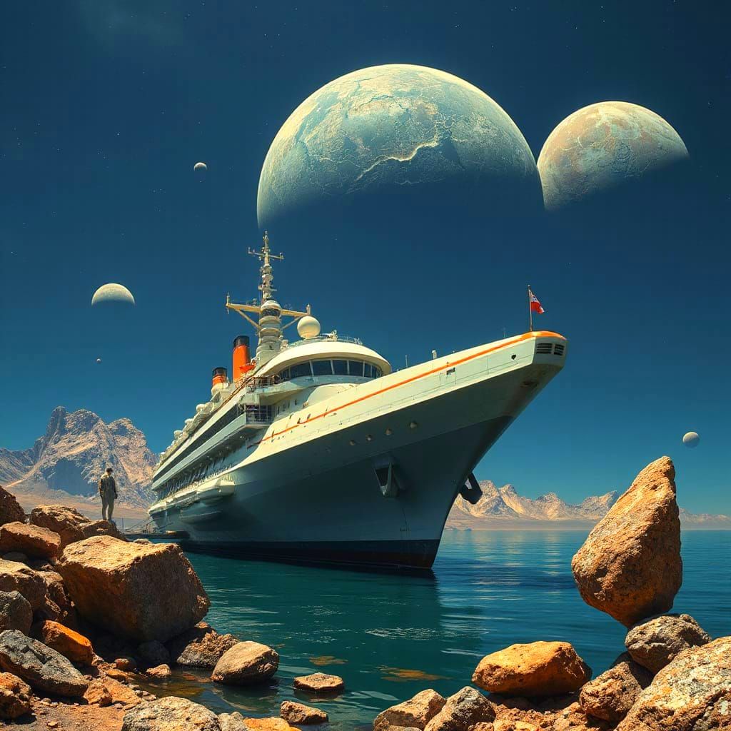 Majestic Spaceship Docks at Asteroid City