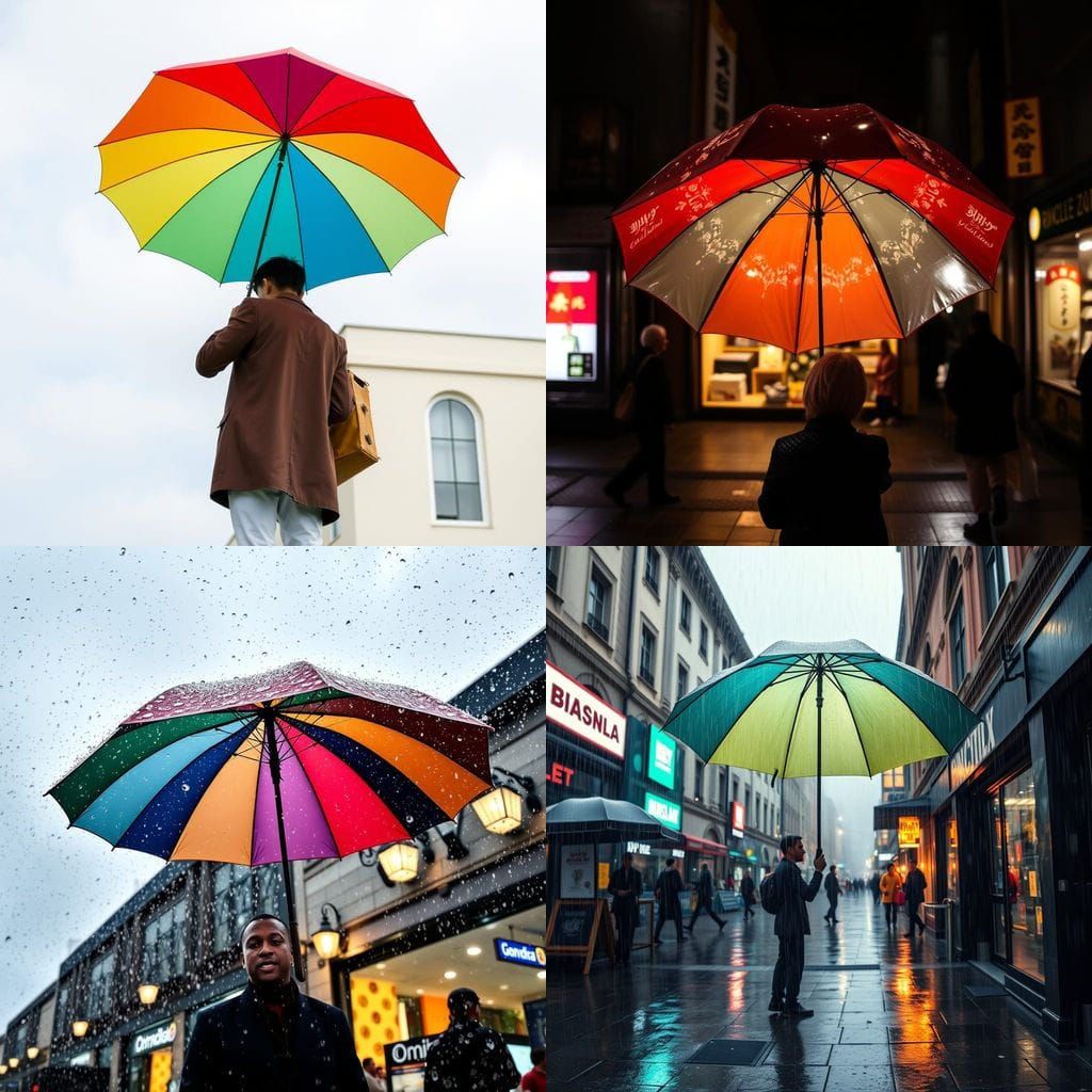 Ominous Rainy Scene Depicted with an Umbrella