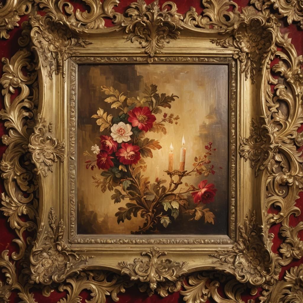 Ornate Baroque Frame in Oil Painting Style