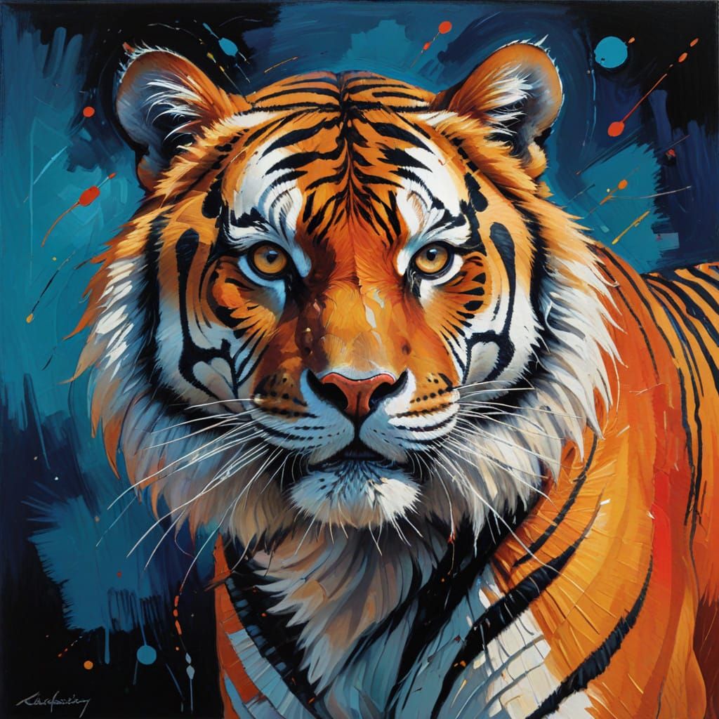 Abstract Tiger in Contrasting Colors