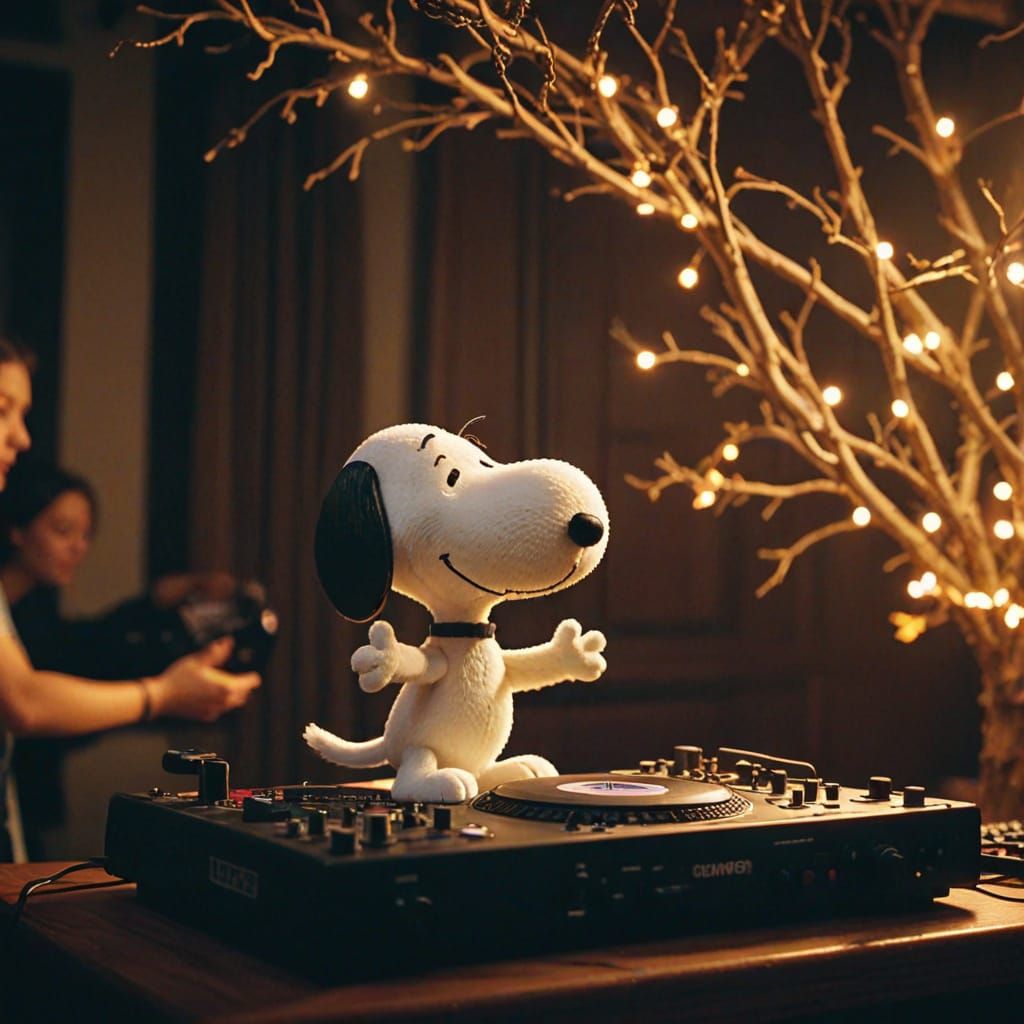 Snoopy DJ Party with Dancing Branches