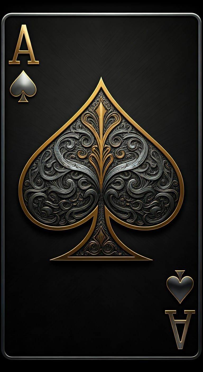 Regal Metallic Ace of Spades Playing Card in 3D Graphic Desi...