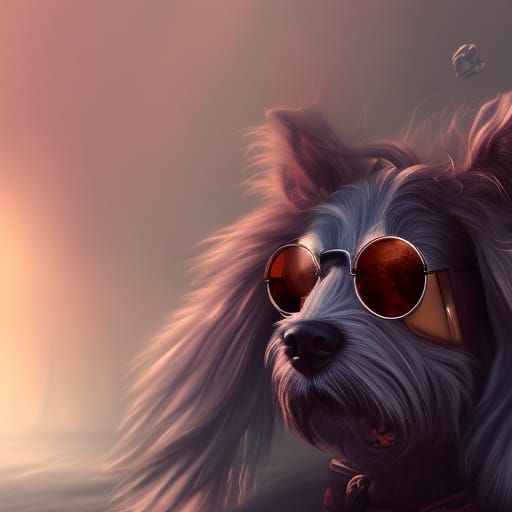 Dog in Sunglasses: Detailed Fantasy Concept Art