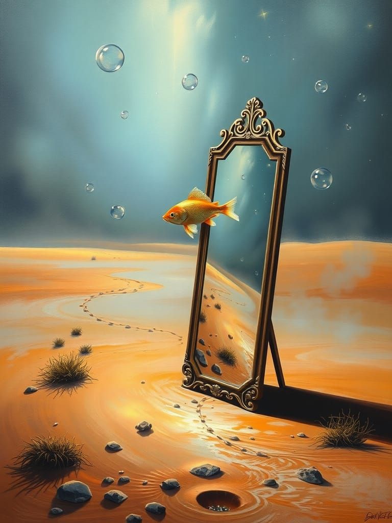 Surreal Desert Mirror Reflects Alternate Reality