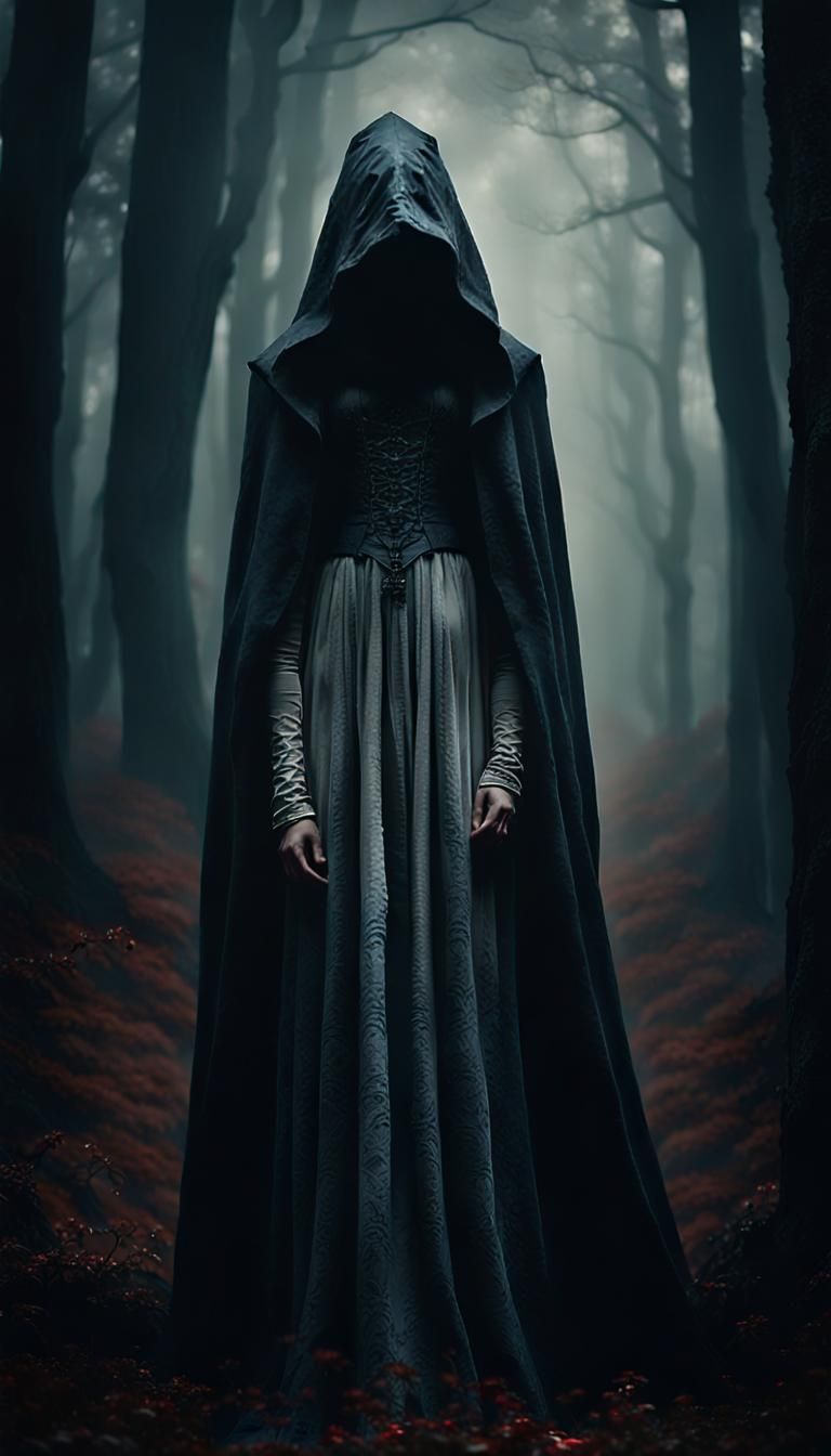 mysterious figure in the dark forest
