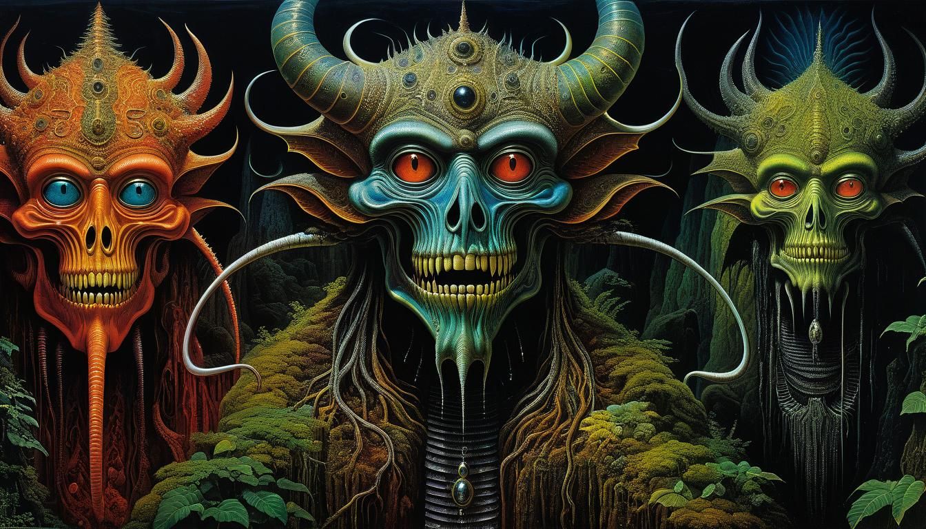 Ayahuasca Jabberwocky in Surrealist Fantasy Style