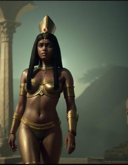 Black Cleopatra Cinematic Film Still in Photo Realistic Styl...