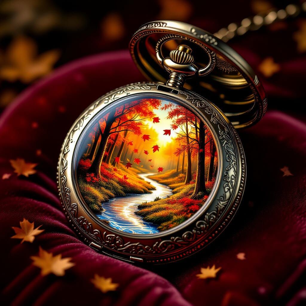 Pocket Watch Reveals Magical Autumn Forest Inside
