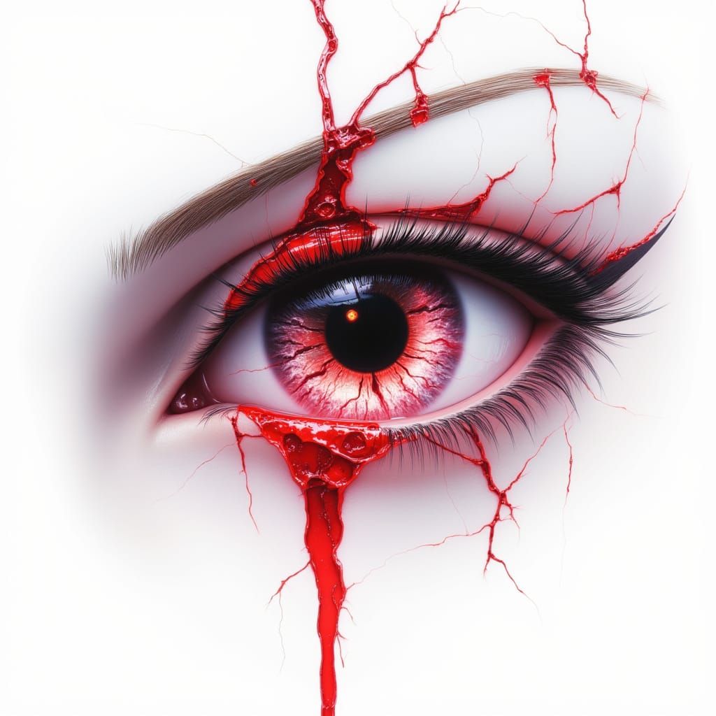 A Cyberpunk Anime Eye with Red Veins
