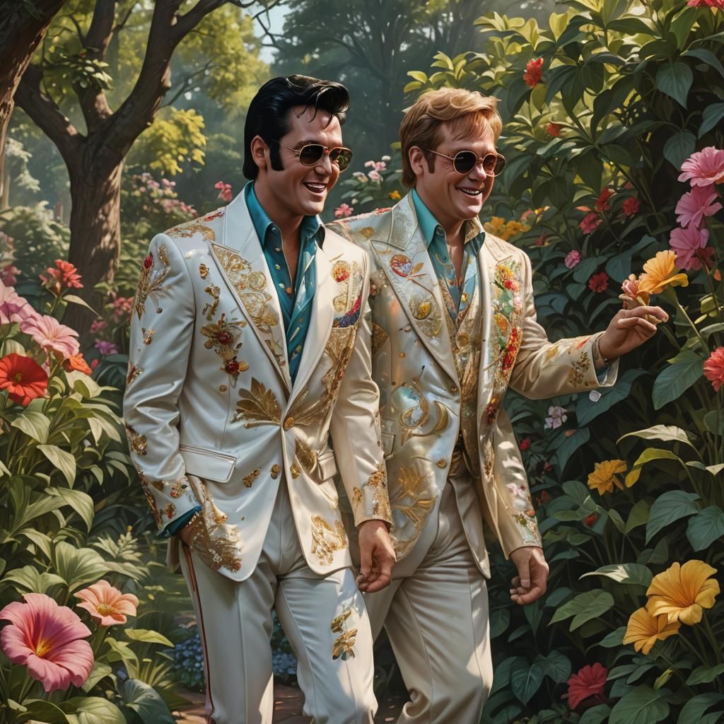 Musicians in Garden: Hyperdetailed Art Portrait