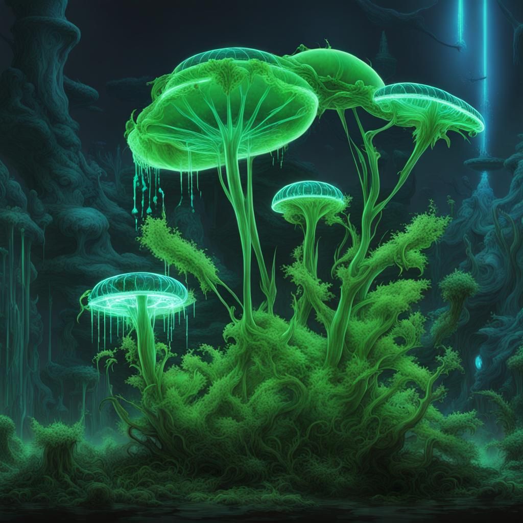 Bioluminescent Plantpunk Cityscape