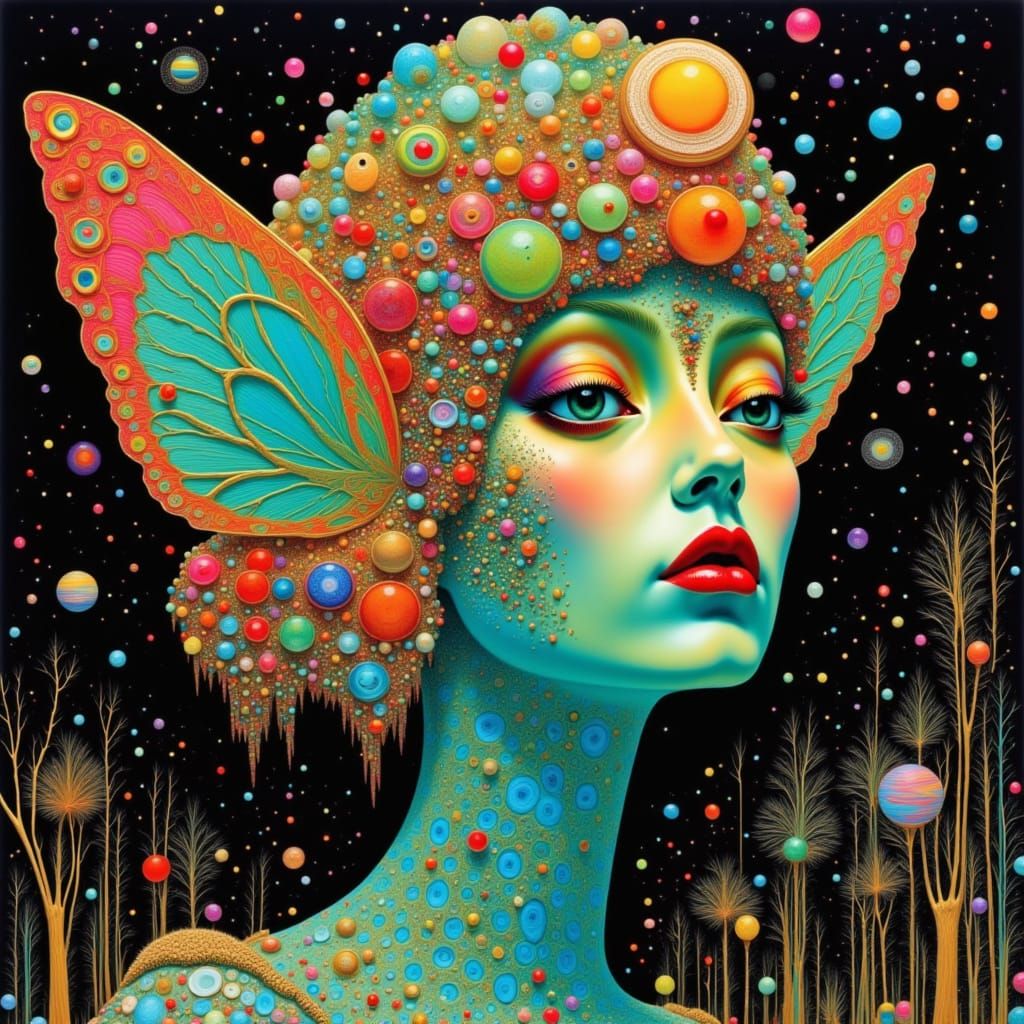 Psychedelic Forest Fairy with Luminescent Skin