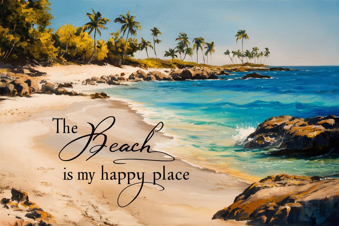 Stunning Beach Scene in Warm Acrylic Style