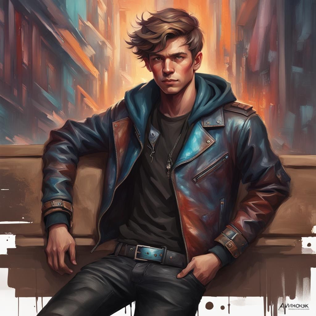 Hyperdetailed Portrait of Teenager in Leather Pants