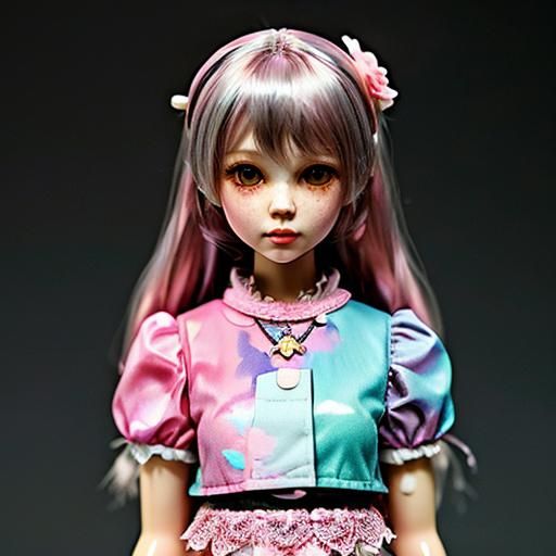 Cute Kawaii Doll in Pastel Colors