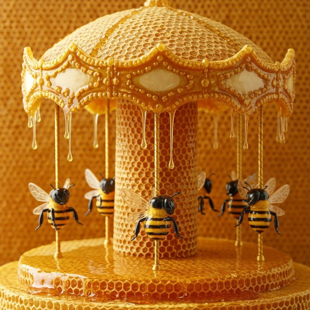 Elegant Honeycomb Carousel with Dripping Honey