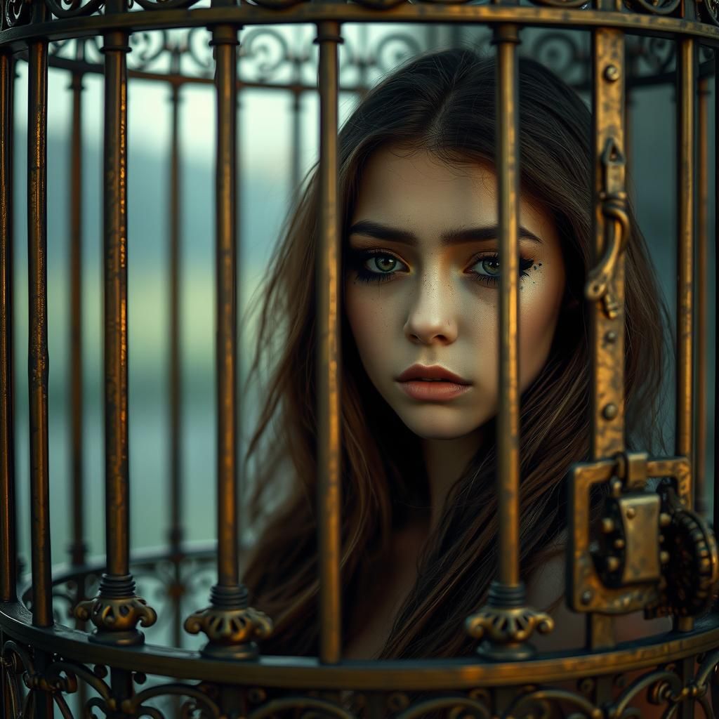 Woman in Ornate Cage: Fine Art Photography