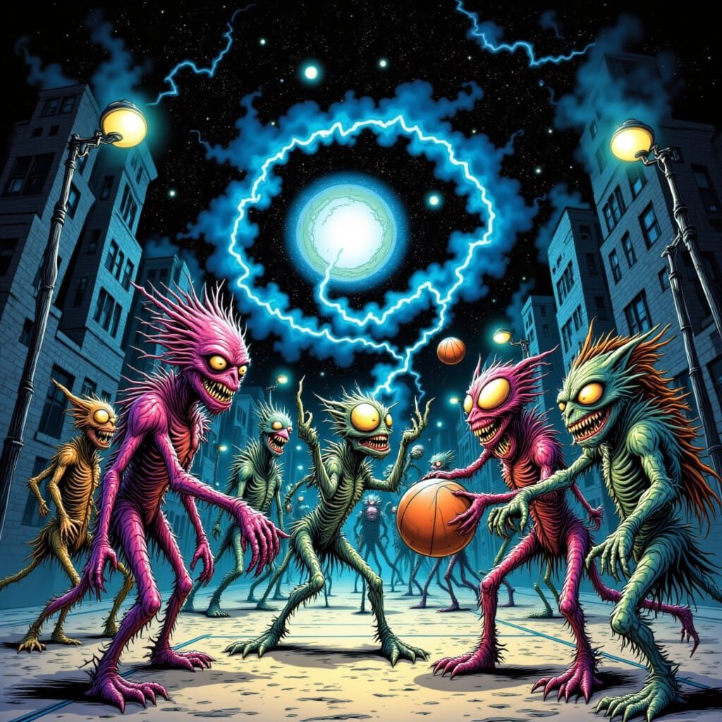 Alien Basketball Game in Galactic Court